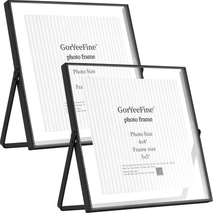 Gold 8x10'' Floating Frame Set of 2,For Photo Sizes( 5x7'',6x8'',7x9''),Beautiful Metal Beaded Edge Frames Adjustable Tabletop/Shelf Photo Frame,Classy Gift Choice for Wedding