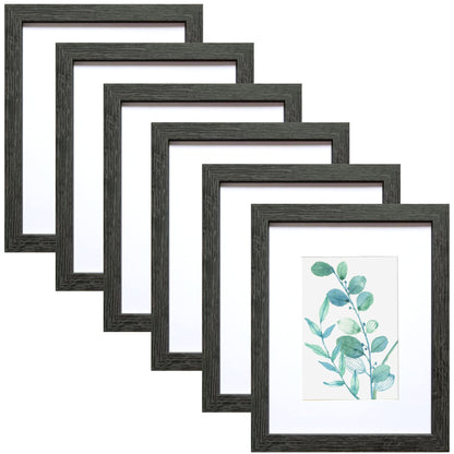 SESEAT 8x10 Picture Frame Brown Set of 6, Display Pictures 5x7 With mat or 8x10 Without Mat