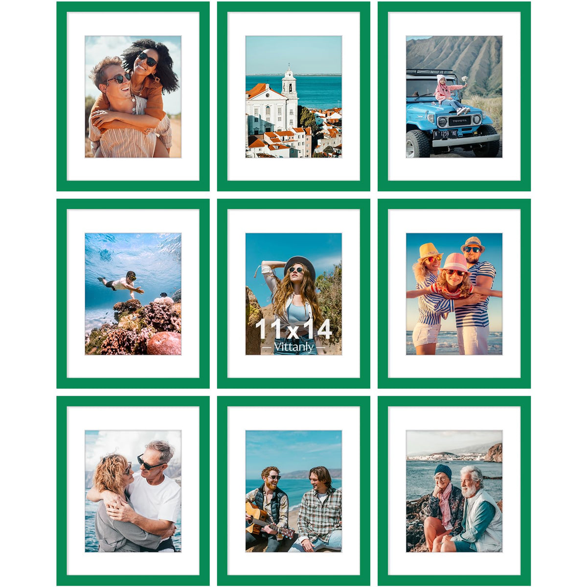 Vittanly 8x10 Picture Frames Set of 9 for Wall or Tabletop Display, Gold