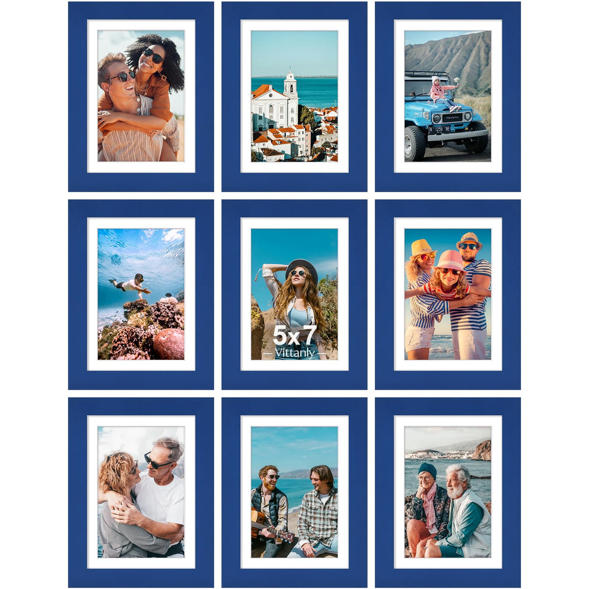 Vittanly 8x10 Picture Frames Set of 9 for Wall or Tabletop Display, Gold