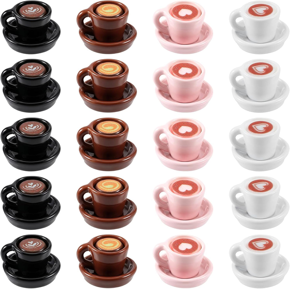 40PCS Resin Mini Coffee Cups Miniature Mug Cup 4 Styles