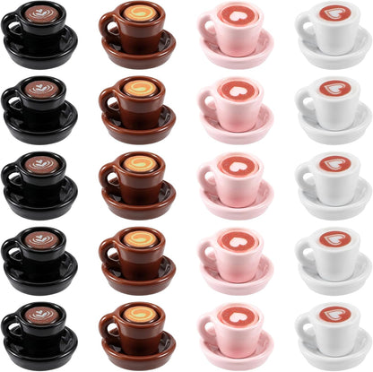 40PCS Resin Mini Coffee Cups Miniature Mug Cup 4 Styles
