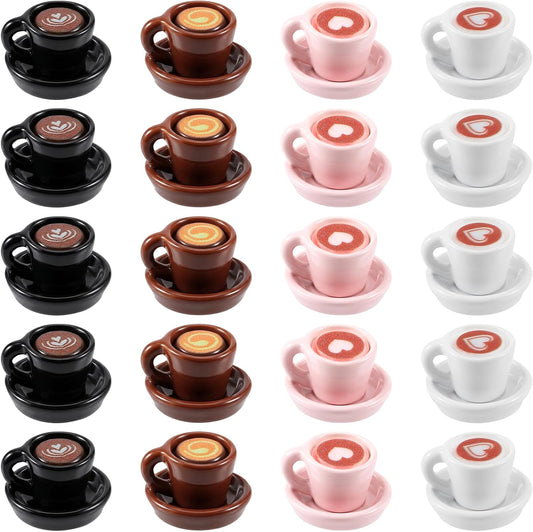 40PCS Resin Mini Coffee Cups Miniature Mug Cup 4 Styles