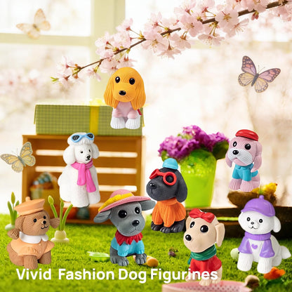 14 Pcs Mini Fashion Dog Figurines - Realistic Resin Dog Statues for Home Decor, Fairy Garden, Cake Topper & Car Dashboard Decoration