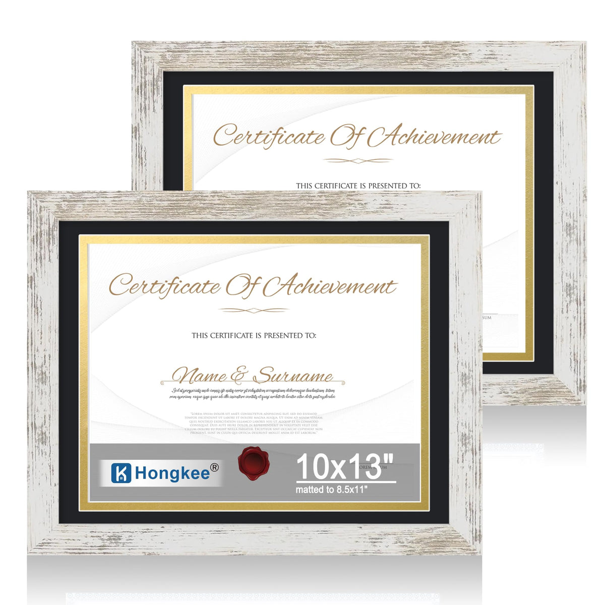 Hongkee 5x7 Picture Frame Set of 2, Real Glass and Wood Frame for Mat 4x6