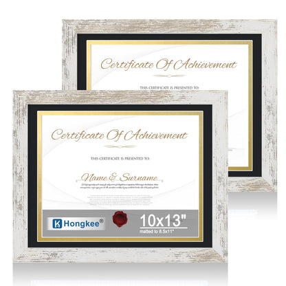 Hongkee 5x7 Picture Frame Set of 2, Real Glass and Wood Frame for Mat 4x6