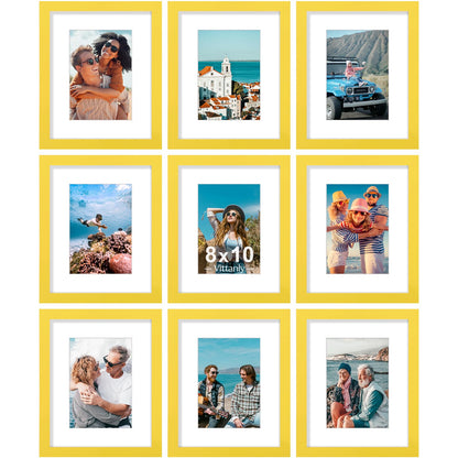 Vittanly 8x10 Picture Frames Set of 9 for Wall or Tabletop Display, Gold