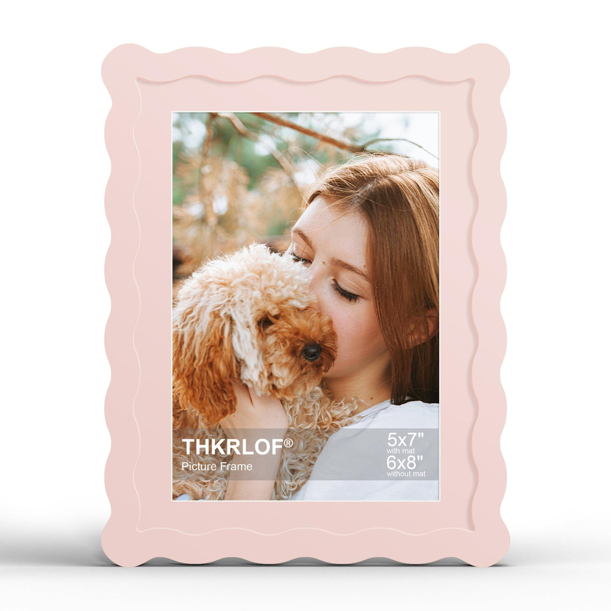 4x6 Picture Frame with Mat for 3.5x5, Wavy Edge Wooden Real Glass Photo Frame for Tabletop and Wall Hanging, Green, 1 Pack