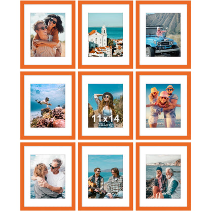 Vittanly 8x10 Picture Frames Set of 9 for Wall or Tabletop Display, Gold