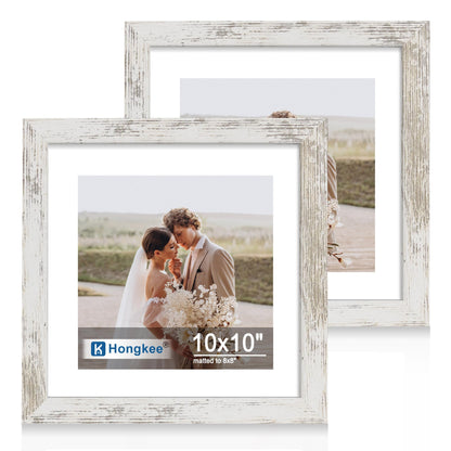 Hongkee 5x7 Picture Frame Set of 2, Real Glass and Wood Frame for Mat 4x6