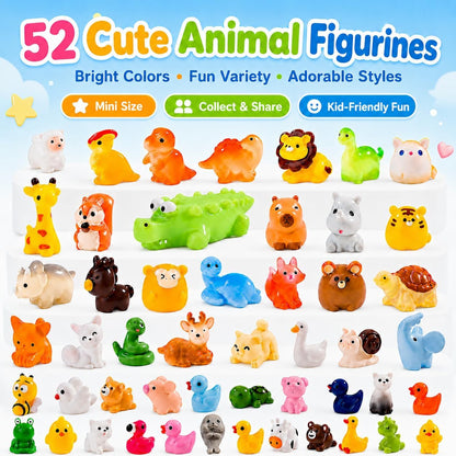 52 Pcs Mini Resin Animal Figurines for Fairy Garden Decor