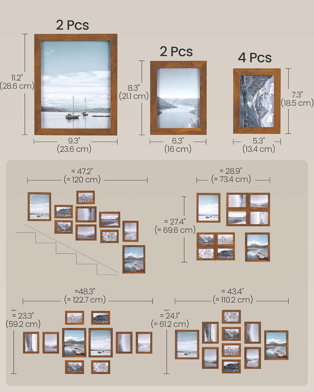 SONGMICS Collage Picture Frames, Set of 10, Glass
