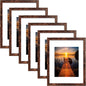 SESEAT 8x10 Picture Frame Brown Set of 6, Display Pictures 5x7 With mat or 8x10 Without Mat