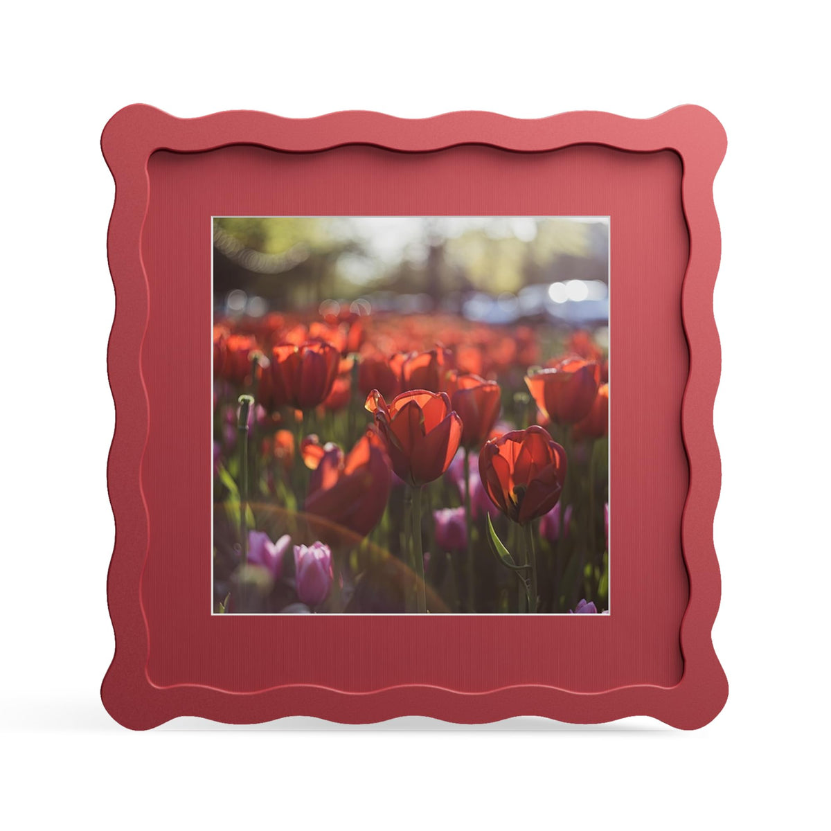 4x6 Picture Frame with Mat for 3.5x5, Wavy Edge Wooden Real Glass Photo Frame for Tabletop and Wall Hanging, Green, 1 Pack