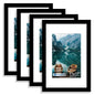 Hongkee 8x10 Picture Frame Set of 4, Real Glass and Wood Frame, 5x7 Mat