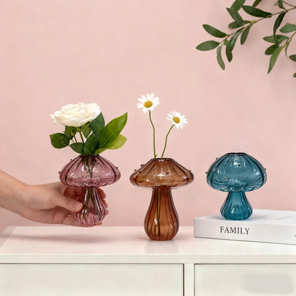 Glass Mushroom Vase Propagation Planter - Set of 3 Propagation Stations
