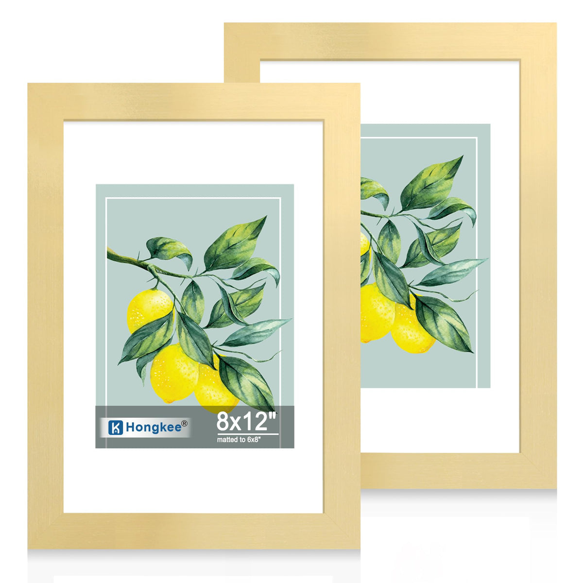 Hongkee 5x7 Picture Frame Set of 2, Real Glass and Wood Frame for Mat 4x6