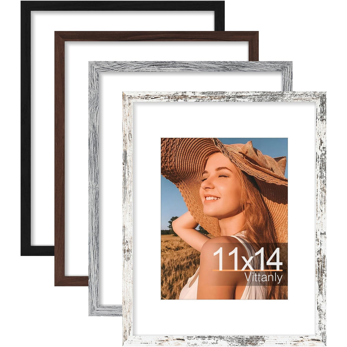 Vittanly 8x10 Picture Frames Set of 4, for Wall or Tabletop, Pale Pink
