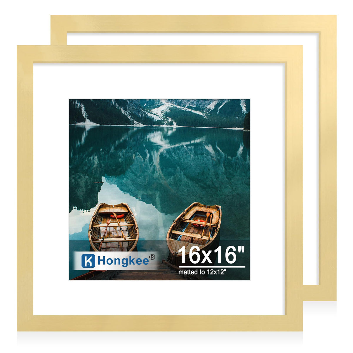 Hongkee 5x7 Picture Frame Set of 2, Real Glass and Wood Frame for Mat 4x6
