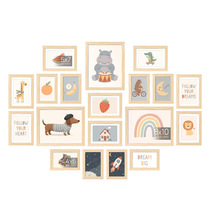 upsimples Picture Frames set of 19, Including 8x10, 5x7, 4x6 Black Frame