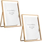 Gold 5x7'' Floating Picture Frames 2Pack,for Photo Sizes(3.5x5&4x6),Beaded Metal Edge,Adjustable Tabletop/Shelf Display for Wedding,Home & Office Decor