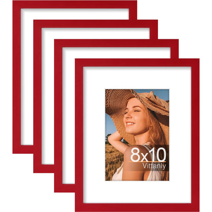Vittanly 8x10 Picture Frames Set of 4, for Wall or Tabletop, Pale Pink