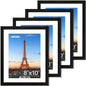FIXSMITH 5x7 Picture Frame Bulk-4 Pack, Gold Picture Frames Collage Wall Decor, Wall & Tabletop Picture Frames, Photo Frame with HD Plexiglass, Display Pictures 4x6 with Mat or 5x7 Without Mat