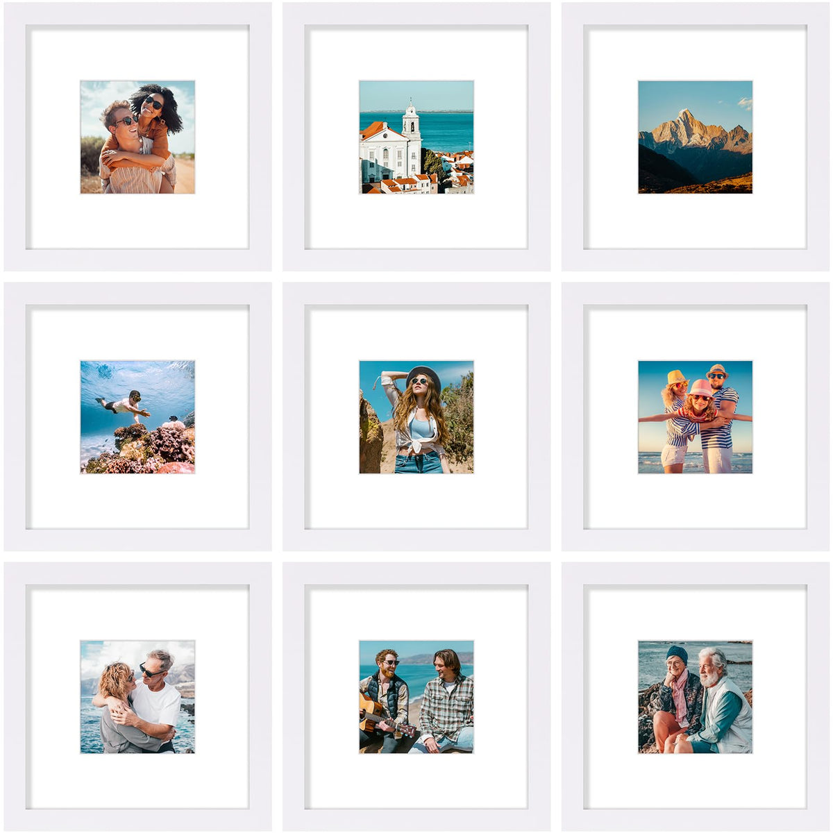 Vittanly 8x10 Picture Frames Set of 9 for Wall or Tabletop Display, Gold