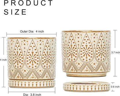 Gepege Ceramic Succulent Pots, 4 Inch Small Plant Pots with Drainage