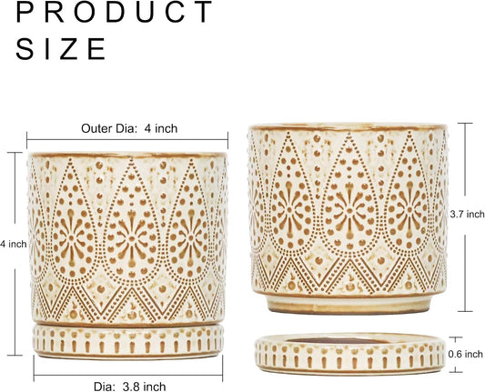 Gepege Ceramic Succulent Pots, 4 Inch Small Plant Pots with Drainage