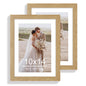 Hongkee 5x7 Picture Frame Set of 2, Real Glass and Wood Frame for Mat 4x6