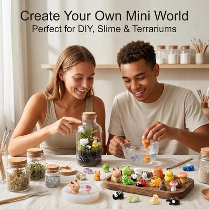 Zerobe 40Pcs Mini Forest Animal Figurines: Resin Fairy Garden Accessories