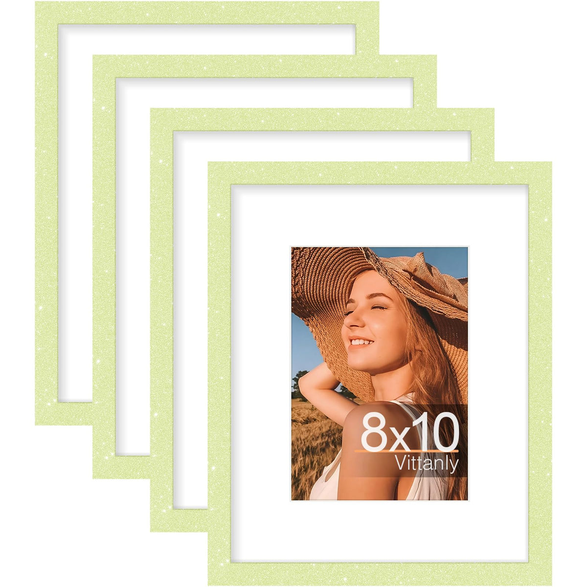 Vittanly 8x10 Picture Frames Set of 4, for Wall or Tabletop, Pale Pink