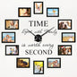 Family Picture Frames Collage Wall Decor - 4x6 Collage Picture Frames Photo Frame for Wall Picture Frame DIY Black Large Clocks for Living Room Decor