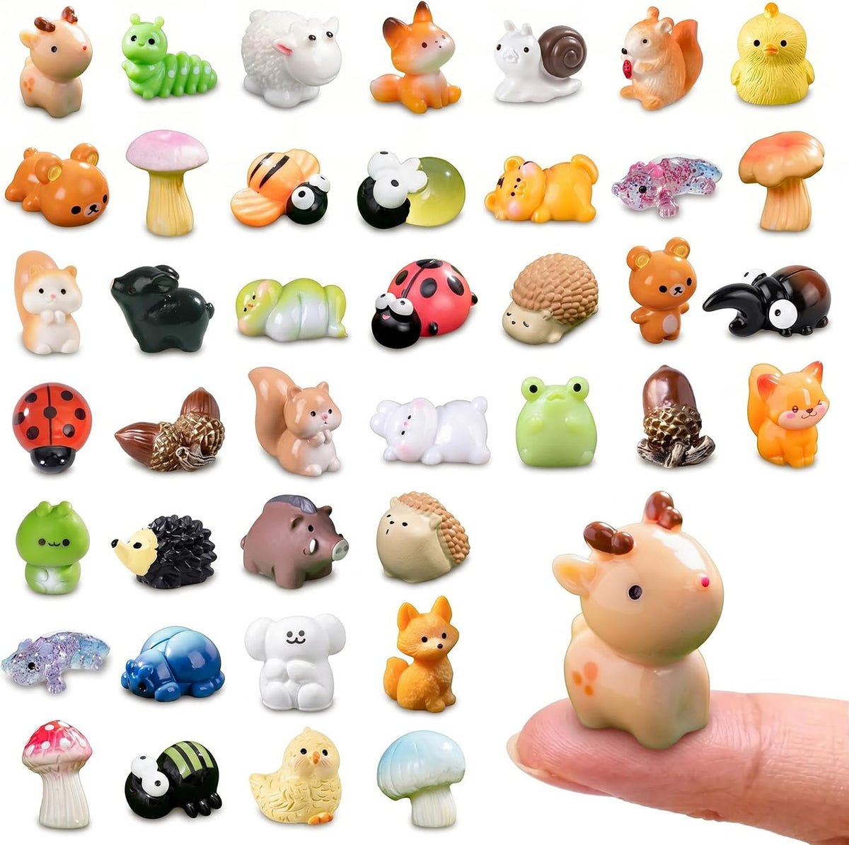 Zerobe 40Pcs Mini Forest Animal Figurines: Resin Fairy Garden Accessories
