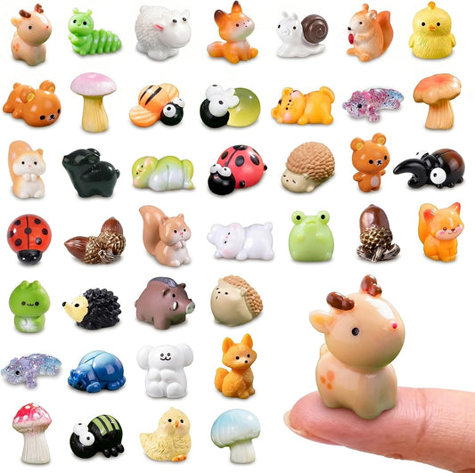 Zerobe 40Pcs Mini Forest Animal Figurines: Resin Fairy Garden Accessories