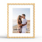 4x6 Picture Frame with Mat for 3.5x5, Wavy Edge Wooden Real Glass Photo Frame for Tabletop and Wall Hanging, Green, 1 Pack