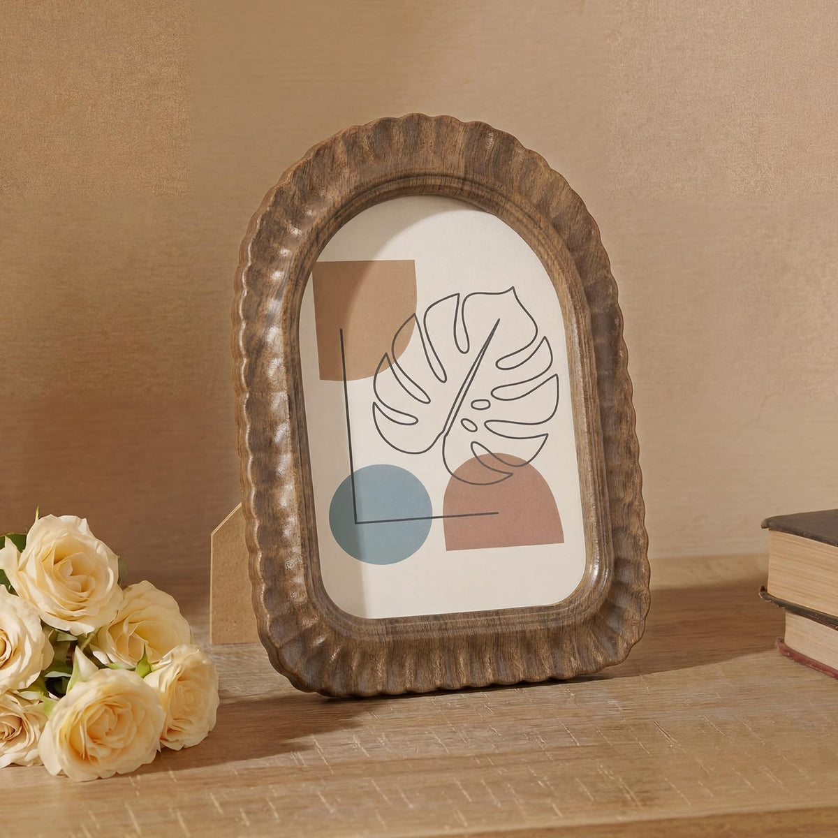 AceOrbit 4x6 Inch Light Blue Petal Arched Picture Frame Cute Scalloped