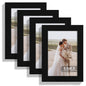 Hongkee 8x10 Picture Frame Set of 4, Real Glass and Wood Frame, 5x7 Mat