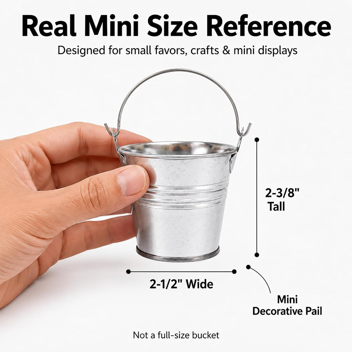 GIFTEXPRESS 12 Pack Mini Size 2.37" Tall Metal Buckets with Handles, Small Galvanized Tin Pails for Party Favor, Succulent, Wedding, Not Watertight