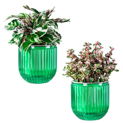 Melphoe Self Watering Pots for Indoor Plants Planter, 4.3 Inch 2 Pack Planters Self Watering Plant Pots for Flower, Houseplants, Succulent, African Violets and Cactus with Drainage