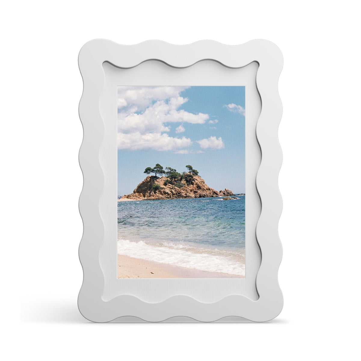 4x6 Picture Frame with Mat for 3.5x5, Wavy Edge Wooden Real Glass Photo Frame for Tabletop and Wall Hanging, Green, 1 Pack