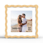 4x6 Picture Frame with Mat for 3.5x5, Wavy Edge Wooden Real Glass Photo Frame for Tabletop and Wall Hanging, Green, 1 Pack