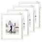 iRahmen 8x10 Picture Frame Set of 4, High Definition Real Glass Rustic Brown Frame, 8 x 10 Wood Photo Frames for Desktop Display and Wall Mounting