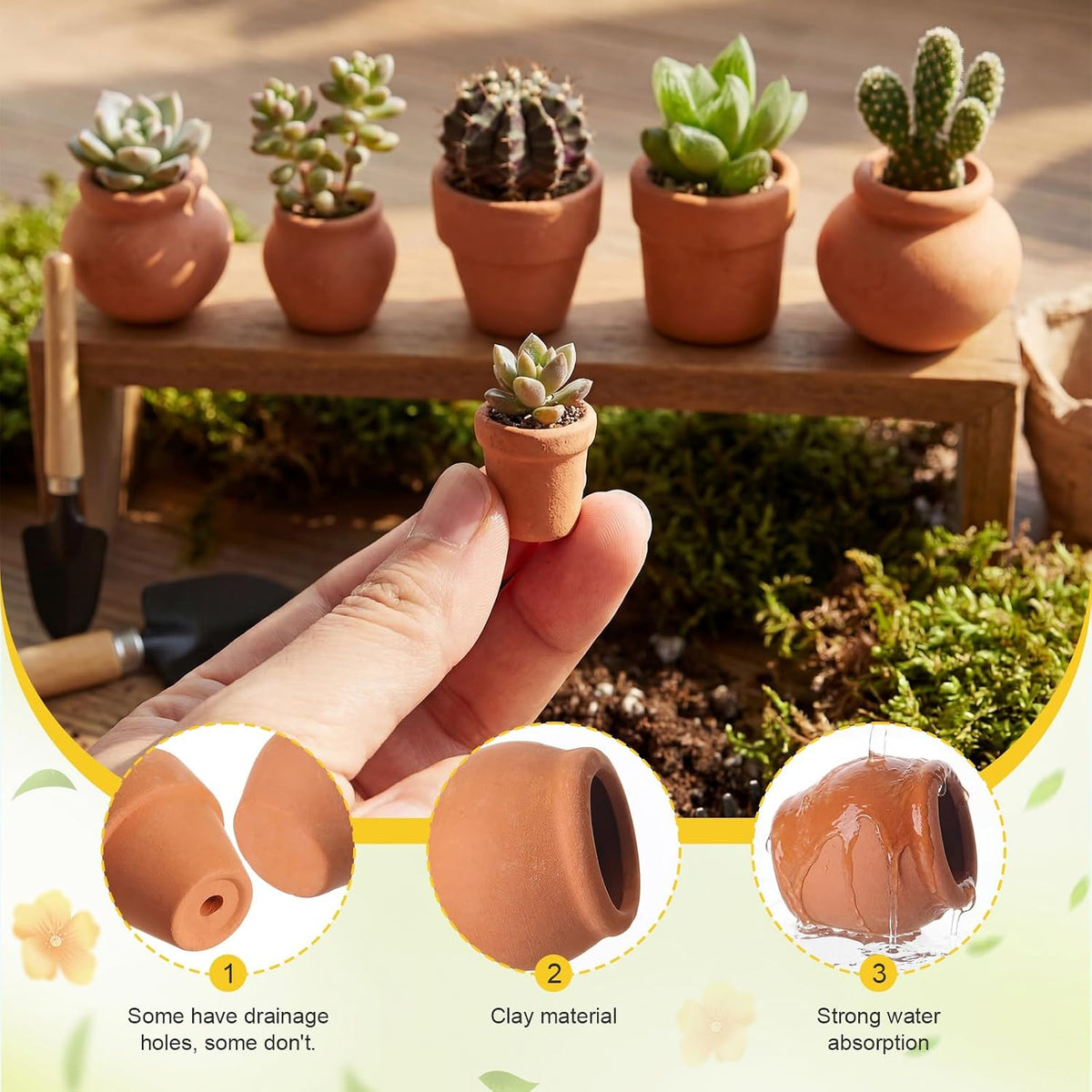 Maxdot 36 Pcs Small Terracotta Pot Tiny Clay Pots Bulk, 1.34 Inch, 6 Style