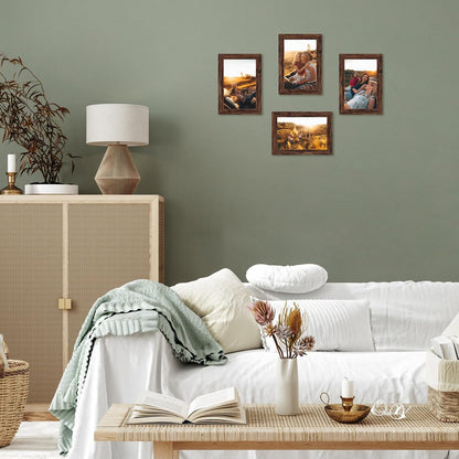 PETAFLOP Wooden Bulk 4x6 Picture Frame Set of 18, Rustic Brown Photo Frames Fits 4 by 6 for Wall or Tabletop Display