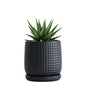 D'vine Dev Beaded Ceramic Pot with Saucer, 4 in, Midnight Blue, 27-C-Z-3