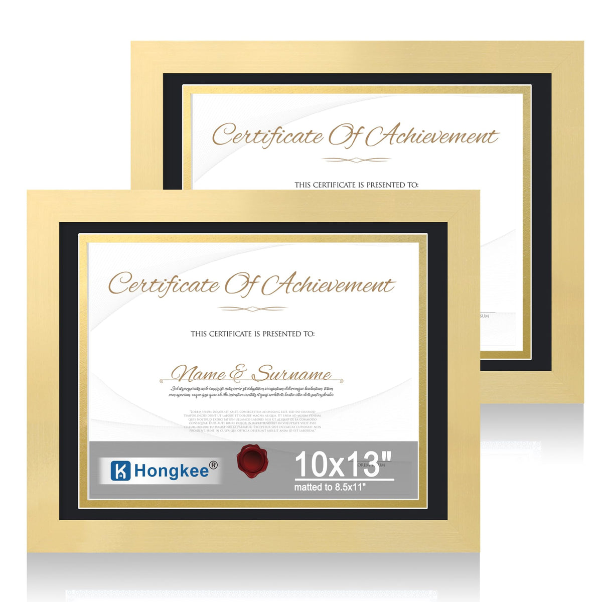 Hongkee 5x7 Picture Frame Set of 2, Real Glass and Wood Frame for Mat 4x6