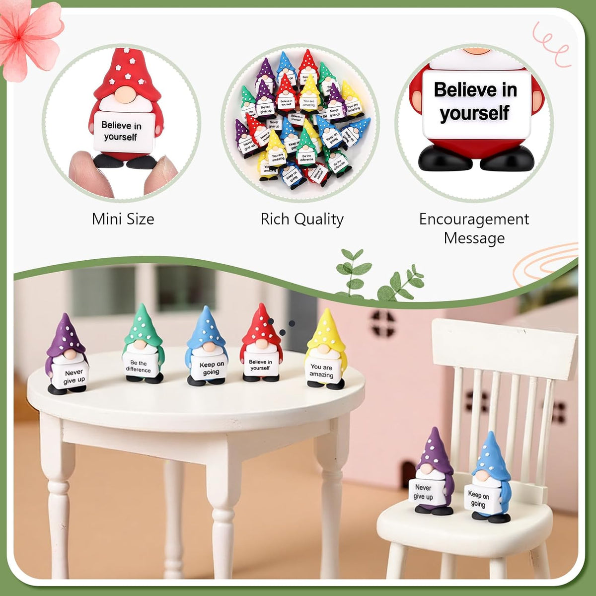 Vicenpal 25 Pcs Mini Gnome Figurines, Resin Gnomes for Garden Home Decor