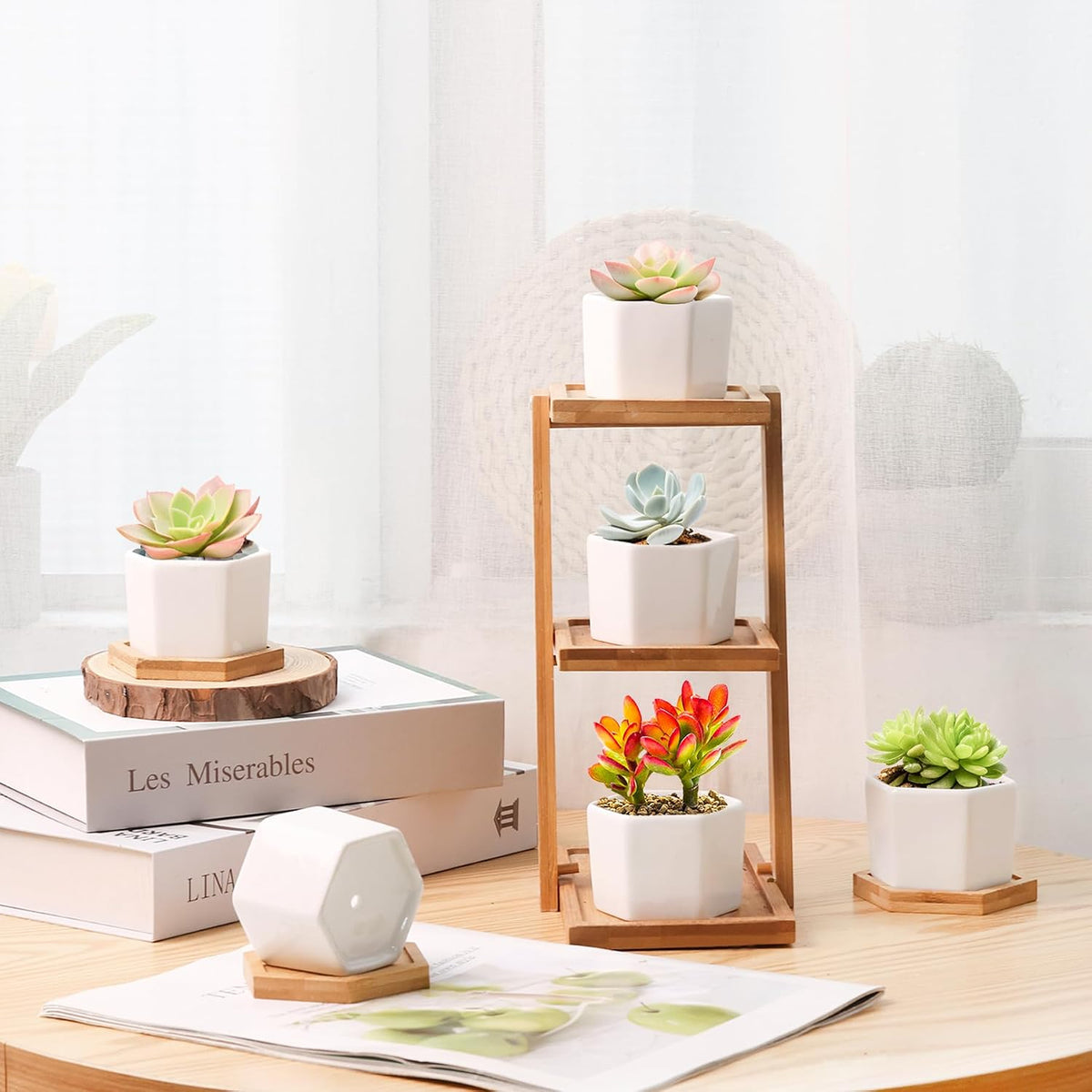 T4U Small Succulent Pots 12 Pack, Mini Flower Planters with Drainage White